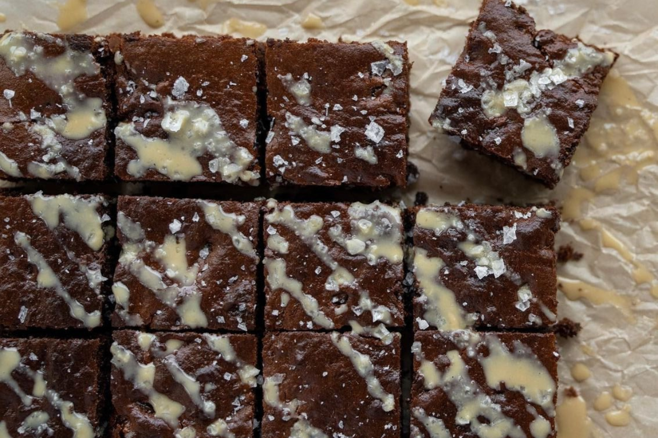 Salted tahini miso brownies with HANAH ONE