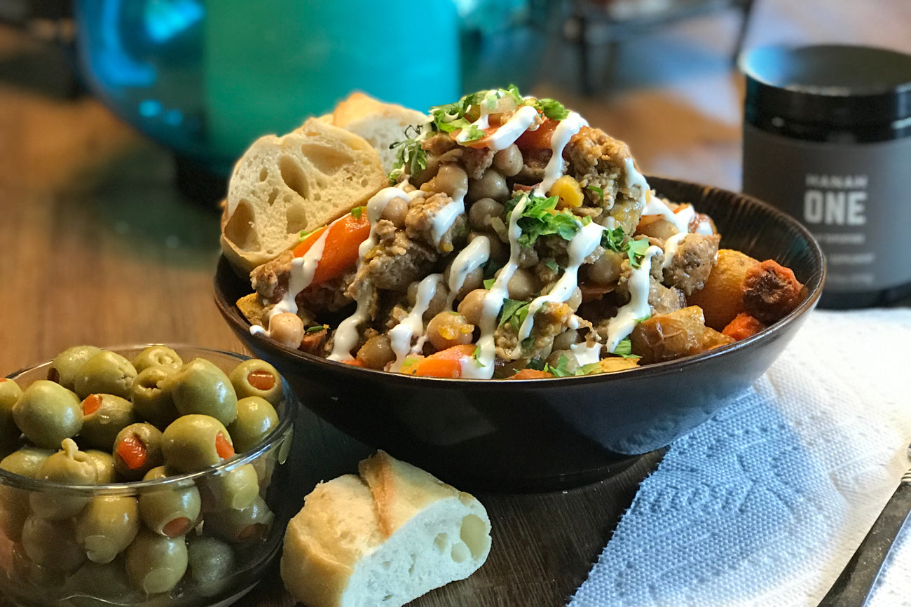 Moroccan chicken sausage tagine