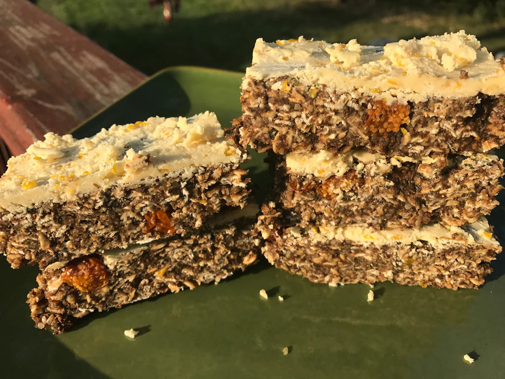 Delicious healthy nutrition bars on a green plate made with HANAH ONE