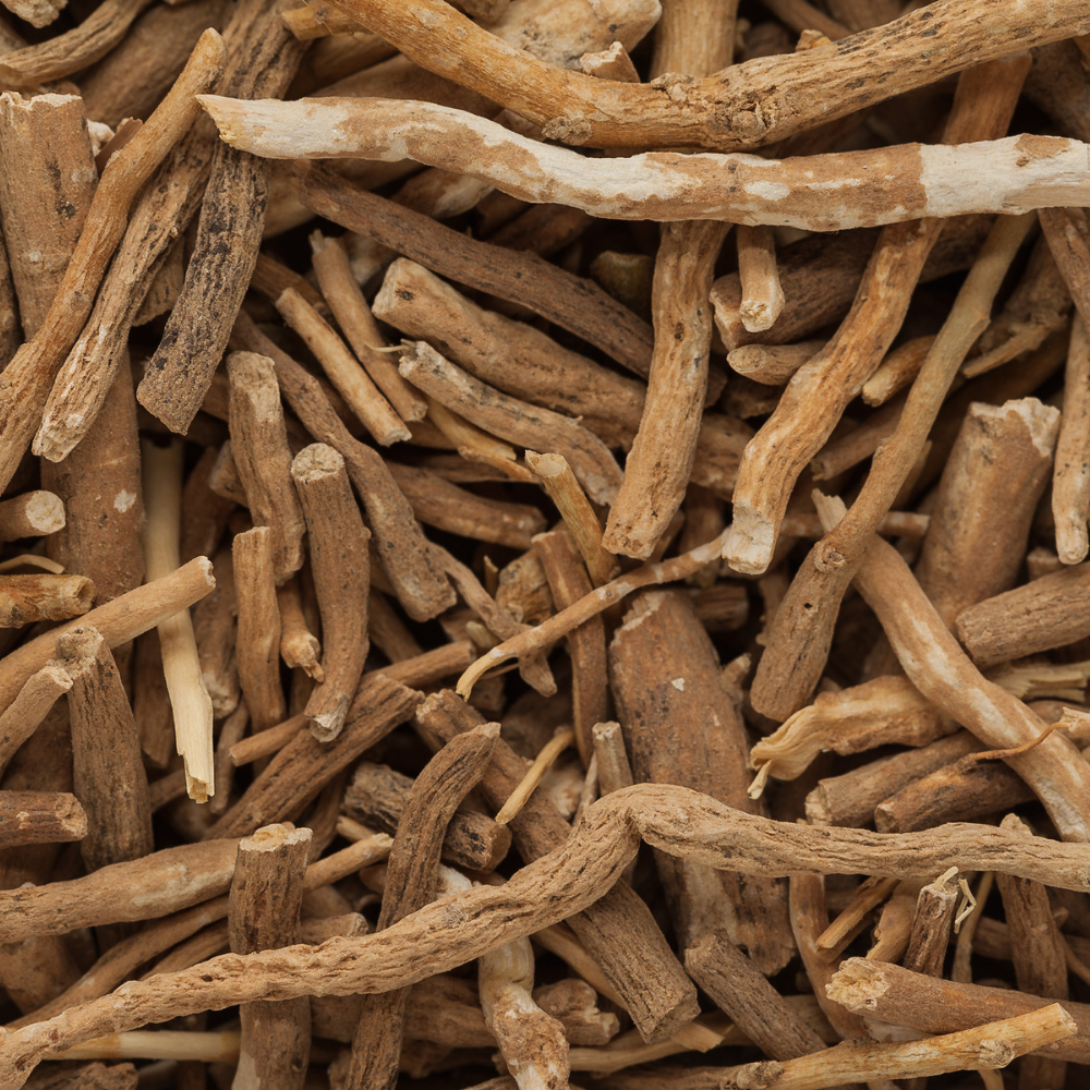 A pile of ashwagandha root.